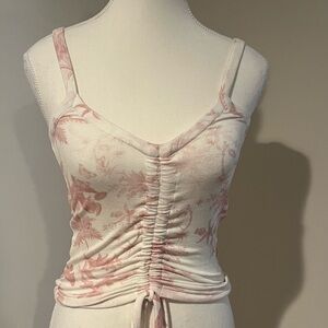 All saints Floral Pink Ruched Women's Tank Top